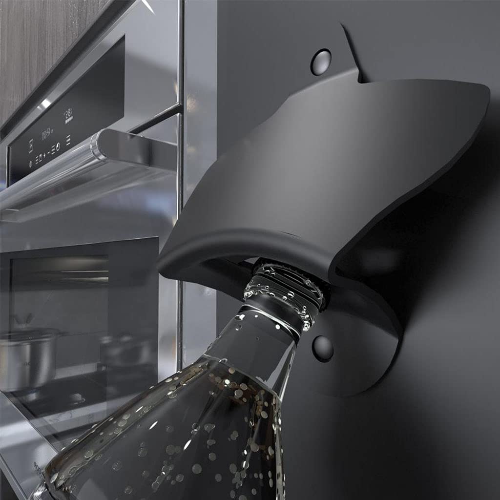 Abridor de botellas de cerveza con colector de metal montado en la pared de acero inoxidable para nevera con colección de botellas grandes