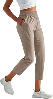 Quick-Drying Workout Pants for Women,Mid-Rise 7/8 Length with Pockets