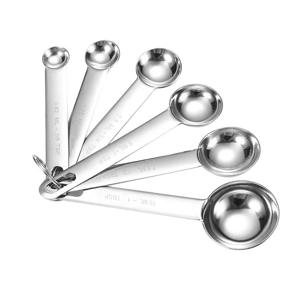 inoxydable cuillères à mesurer, 6 pièces ensemble d'outils de mesure de cuisine en, Cuillères à épices pour petites rations sèches, liquides, foires à pâtisserie, solides