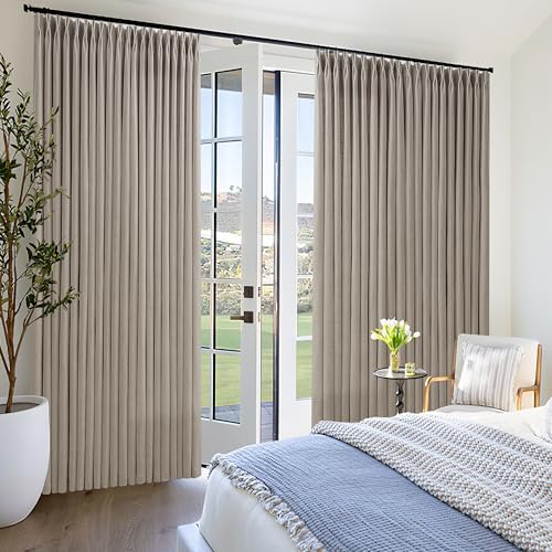 Image of Pinch Pleat Linen Curtains 90 Inches Long 100 Inch Wide Burlywood Birch