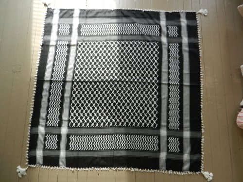 Black Arab Shemagh Head Scarf Neck Wrap Authentic Cotton Palestine Arafat BK-WT3