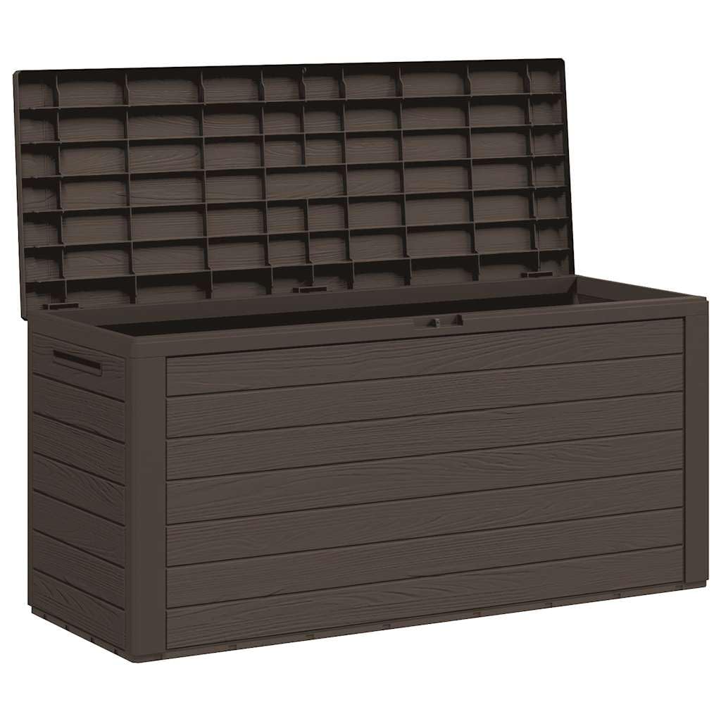 Gartentruhe Braun 116x44x55 cm aus Polypropylen mit 290 L Fassungsvermögen, abschließbar, wetterfest, vielseitig als Auflagenbox, Kissenbox, Stauraum für Balkon Terrasse Outdoor