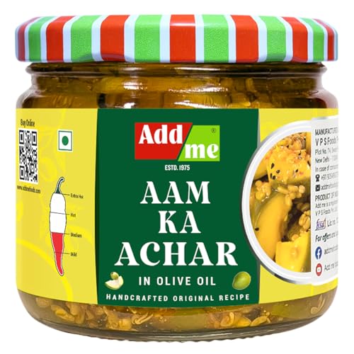 Add me Home Made Mango Pickle in Olive Oil 300gm Aam ka Achar ramkela in Olive Oil Glass Pack