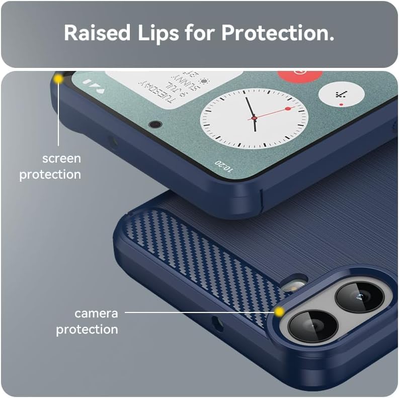 Image of NPRC Hybrid Ultra Slim Protective Case TPU Non-Slip Carbon Fiber Texture Shockproof Case Cover for CMF Phone 1 - Blue