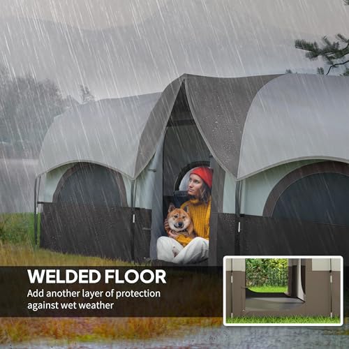 Outsunny 4-6 Person Camping Tent with 3 Room, 3000mm Waterproof, UPF30+ Cabin Tent with Sewn in Groundsheet, Portable with Bag for Fishing Hiking Festival Family Gathering image 2