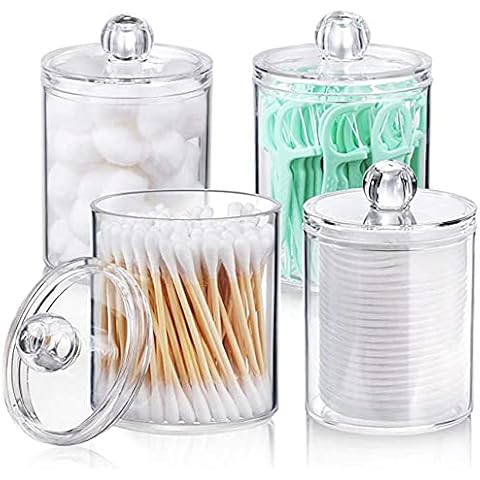 Soporte para Hisopos de Algodón Acrílico Transparente con Tapa Cover