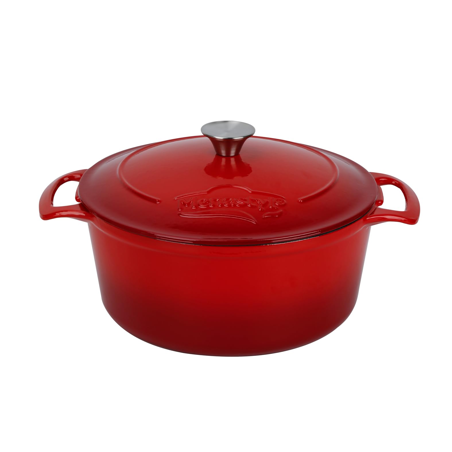 Casseruola - MENASTYL - 6020105 - Rotonda - Ghisa smaltata - Rossa - 7 litri