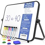 Nicpro Dry Erase Small Whiteboard A3 with Non-Slip Stand, 30 x 40 cm Double Sided Magnetic Desktop White Board with 8 Pens, Eraser, Magnet, Portable Writing Easel for Kid Drawing Student Classroom Use