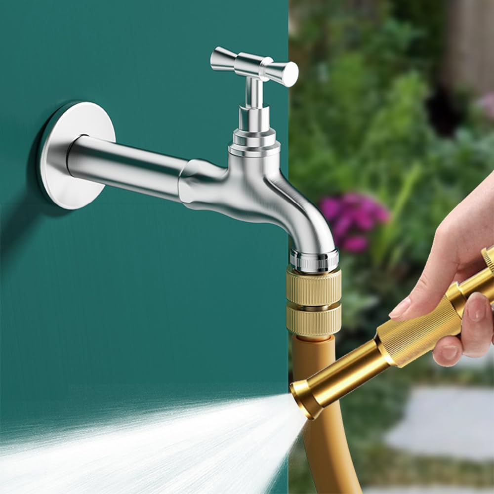 Rubinetto A Parete In Acciaio Inox Con Collo Estensibile E Rotazione – Salvaspazio Per Cucina E Balcone (25 Cm)
