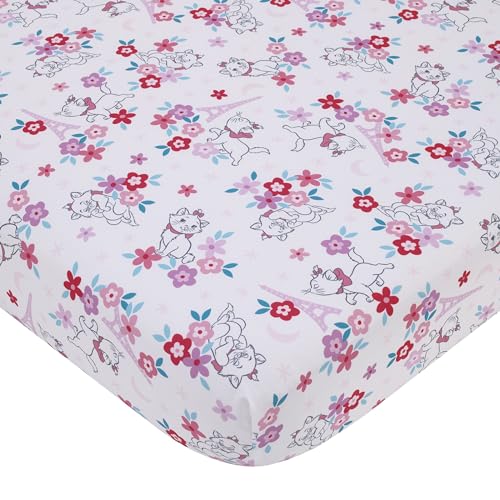 Image of Disney Aristocats Pink, White, and Teal, Marie Super Soft Nursery Fitted Crib Sheet