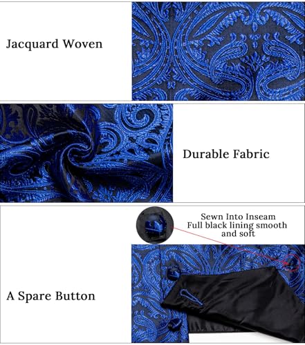 Image of DiBanGu Mens Paisley Suit Waistcoat,Silk Dress Vest and Bowtie Pocket Square Cufflinks with Lapel Pin Set for Wedding Tuxedo