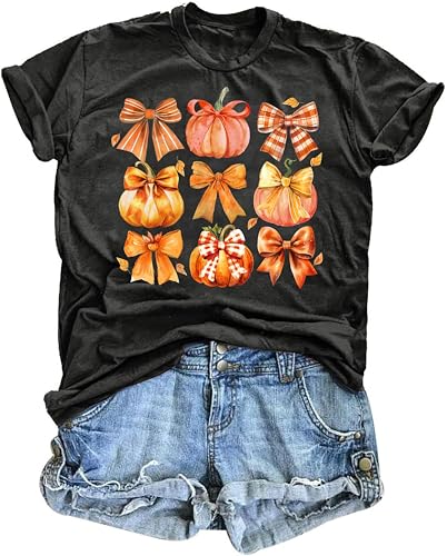 Halloween Shirts for Women Spooky Season Shirt Pumpkin Ghost Graphic tees Casual Short Sleeve Tops - image 1