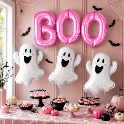 Image of Halloween Foil Balloons Pink Halloween Balloons Ghost Balloon BOO