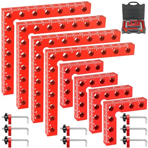 Comfylichi Corner Clamp for Woodworking 90 Degree Right Angle Clamp 8 Pack 5.5 & 2.5 Aluminum Alloy Positioning Squares for Cabinets & Picture Frames