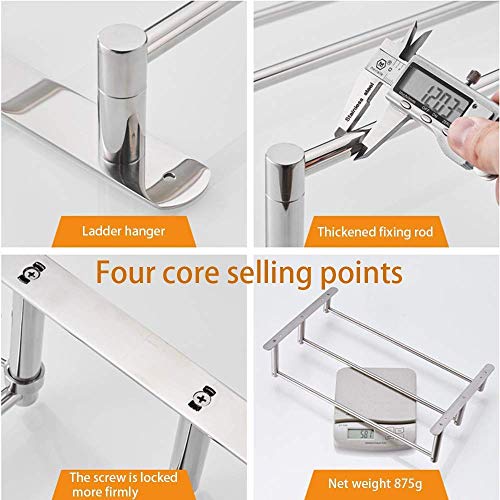 Porte-serviettes mural en acier inoxydable 304 multifonction - 5