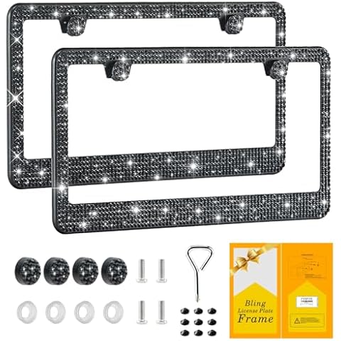 FIISFIIS Bling License Plate Frame Cover