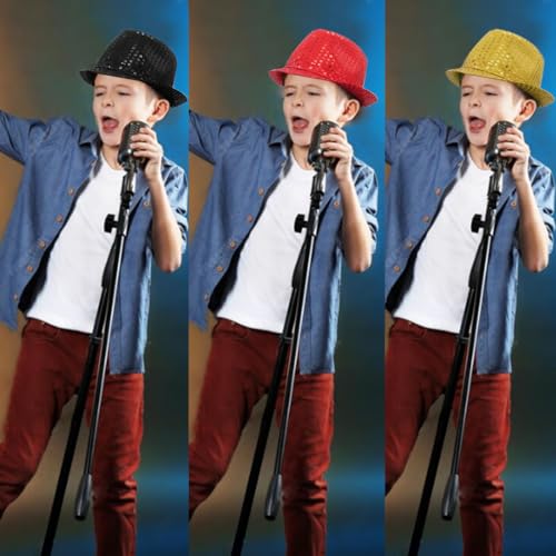 3 Pieces Sequin Fedora Hat Unisex Western Dance Jazz Hat Shining Disco Cap3