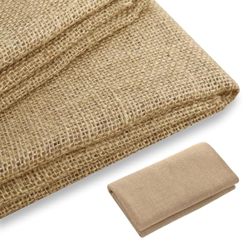 RANJIMA 200 x 160 cm Jute Stoff Meterware, Natur Jute Gewebe Jutestoff,jute-Zuschnitt Stoff zum Nähen Basteln,Natürlicher Stoff Gartenjute Dekostoff für Haus,Garten,Polster Dekorationen,DIY Projekte
