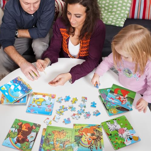DEAYOU 24 set de puzzles para niños de 3 a 5 años, 16 piezas de animales de madera, rompecabezas educativo preescolar para niños y niñas miniatura 7