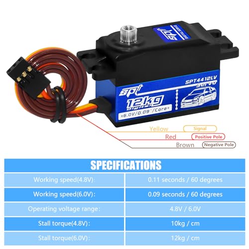 Woaeiuos WO-071-12KG Low Profile Servo Rc Digital Servo High Torque Full Metal Gear & Steering Servo Arm For 1/10 Rc Car Tamiya Kyosho On-Road Touring Drift Car thumb #4