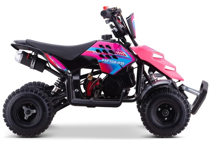 Miniquad Infantil de Gasolina Raptor-R4 49cc (Gasolina Mezcla), Color Rosa, niños de 4 a 10 años