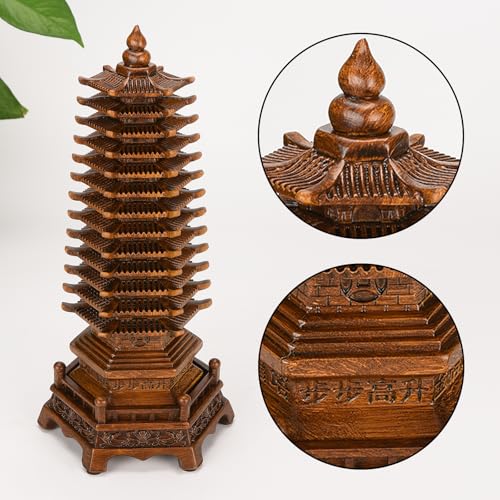 Estatua de Pagoda Fengshui de Resina Marrón 11.4'' miniatura 3