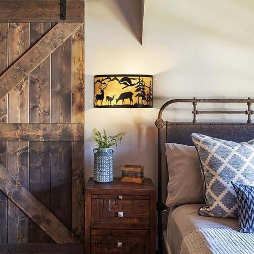 Image of Farmhouse Deer Wall Sconces, E12 Base Rustic Industrial Wall Lights for Bedroom, Living Room, Hallway, Stairway, and Porch Lighting