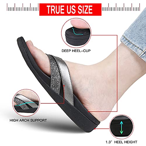 Image of Sounity Soft Arch Support Comfortable Sandals for Womens, Best Summer Dress Flip Flops with Cushion Memory Foam, Outdoor Walking Slippers for Plantar Fasciitis