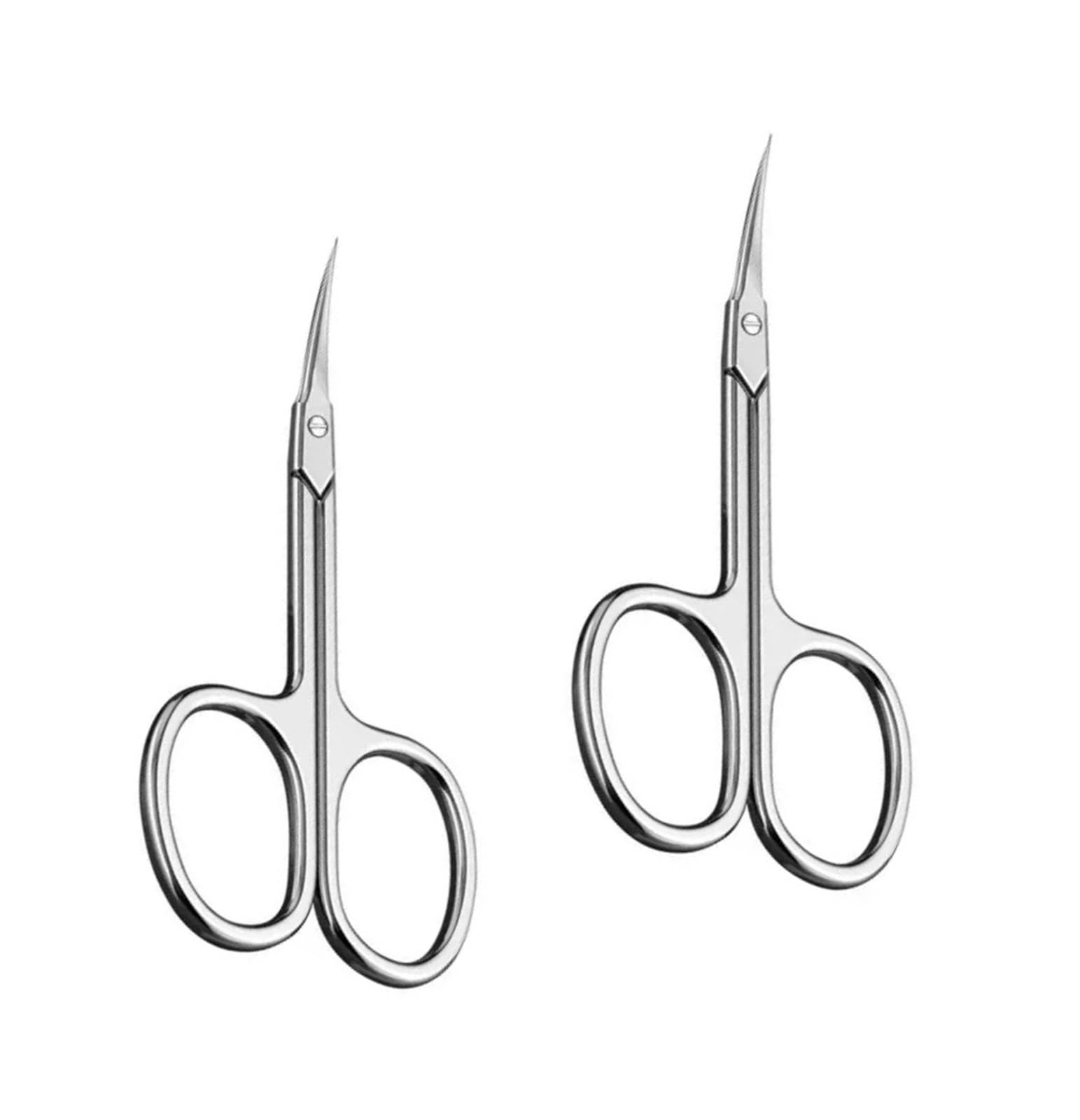 1/2 Tijeras Profesionales de manicura de Acero Inoxidable for cutículas, removedor de Piel Muerta for uñas, cortaúñas y Cejas.(Sliver 2pc)