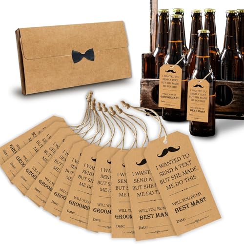 Stofinity Groomsmen Proposal Gift - 8 Will You Be My Groomsman Cards, 2 Will You Be My Best Man Proposal Gifts, Best Man Gifts from Groom, Take Shot Tag Groomsmen Cards Set