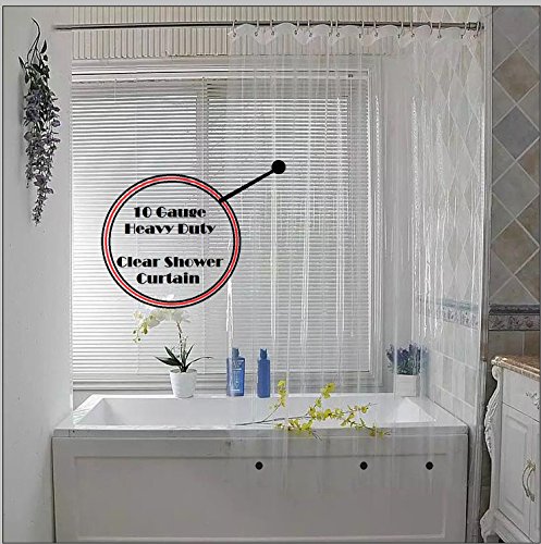 Elegant Comfort Heavy Duty Weight Waterproof Clear Shower Curtain Liner, 72