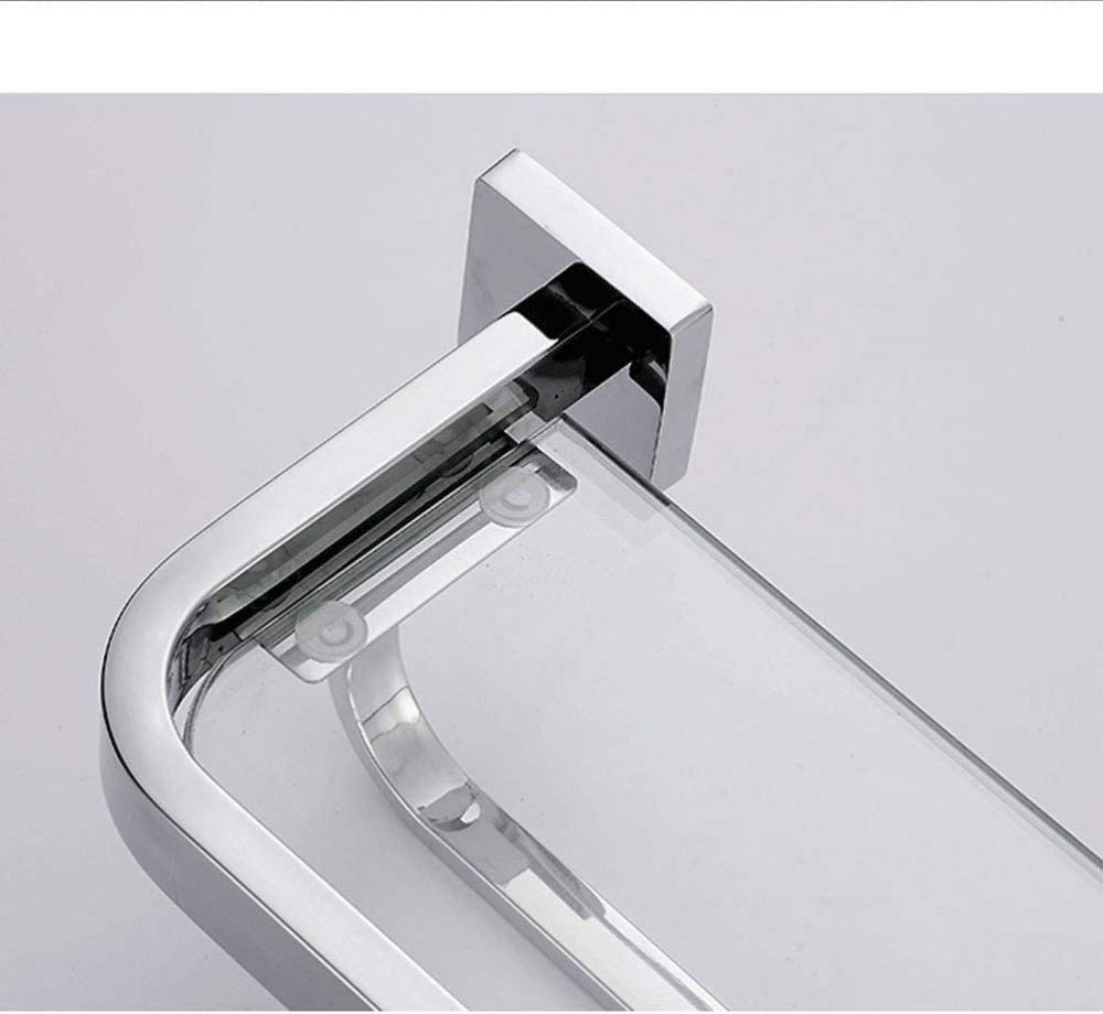 Mensola angolare da bagno a parete, in vetro temperato, 30,5 cm, con barra porta asciugamani, in acciaio inox resistente, design quadrato salvaspazio, ideale per bagni moderni