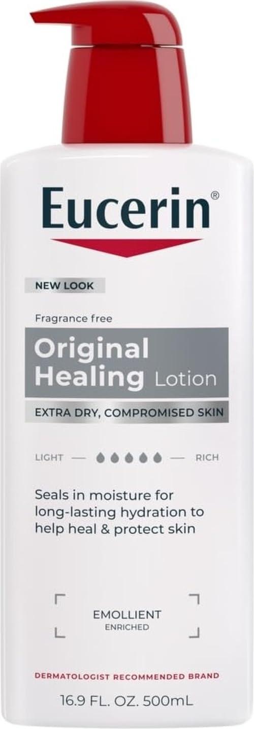Eucerin Original Healing Lotion, Emollient Enriched, 16.9 FL OZ | Emollient Enriched Body Moisturizer, Long Lasting Hydration for Dry Skin, Fragrance Free and Paraben Free