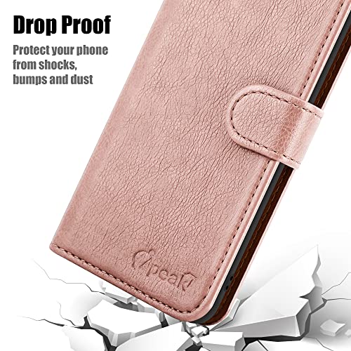 iPEAK Case For NOKIA G21 Phone NOKIA G11 Phone Case (6.5’’) Leather Flip Magnetic Closure Folio Book Kickstand Card Holder Wallet Cover Full Protection for Nokia Phone (Rosegold) - Image 3