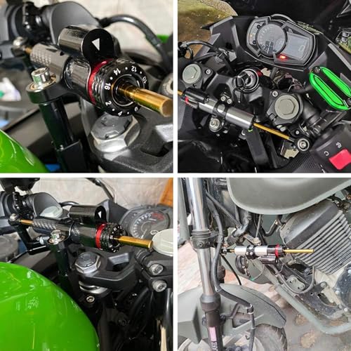 Image of JFG RACING Motorcycle Steering Damper without Mounting Brackets,10 inch Universal Steering Stabilizer for Most Motorcycles Street Sport Road Racing Bike-Carbon Fiber