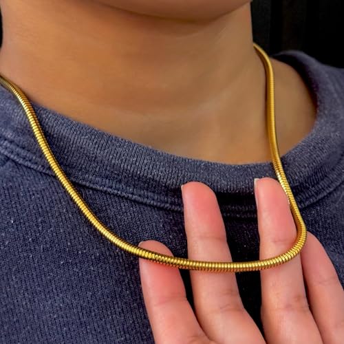 Bolenvi Snake Chain Necklace - 3mm Stainless Steel Necklace for Charms - Bead Charm Compatible Stainless Steel Chain for Women and Men3