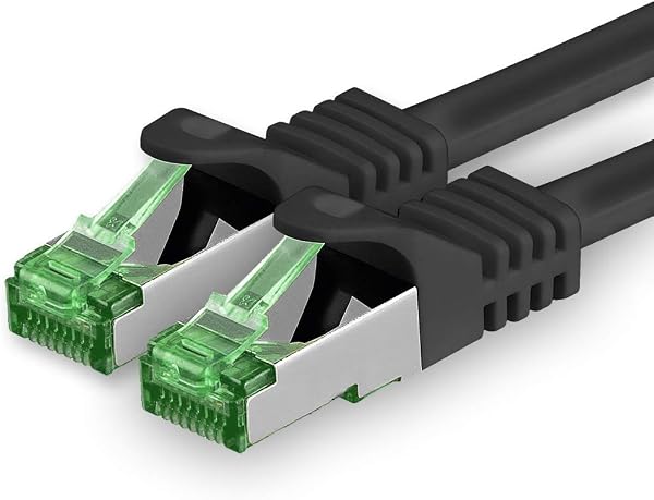 1aTTack.de Câble Réseau Cat7 Cat 7 10 GB/s - 1x 10m - RJ45 Ethernet LAN DSL Routeur Modem - Noir - 1