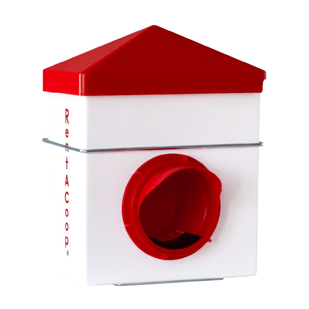 RentACoop Chick2Chicken 2.5lb BPA-Free Single-Port Feeder - Includes Anti-Roost Lid, Slider Port Cover, and Wire Bracket - Suitable for Quail, Pigeons, Doves, Chicks, and Adult Chickens