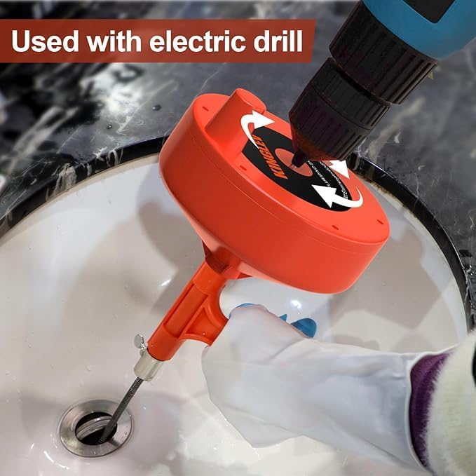 Generic Drain snake, Pipe snake with drill adapter, heavy-duty flexible sink drum auger and drain hydrolytic lock snake, Red