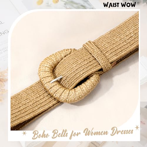 Straw Woven Elastic Belt for Women Stretchy Belts for Dress Fashion Boho Waist Belt Rattan Raffia Ladies Belts3