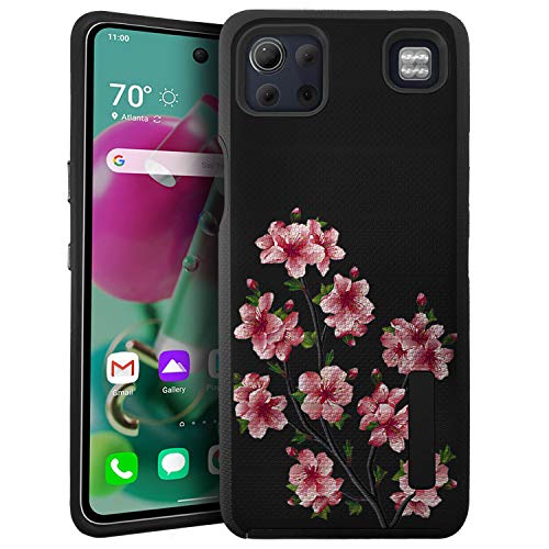 CasesOnDeck Fitted Case Compatible with LG K92 / LG K92 5G [Grip Tactical] Black Dual Layer Case with Design and Rubberized (Pink Blossom) -  CASES ON DESK, LM-K920