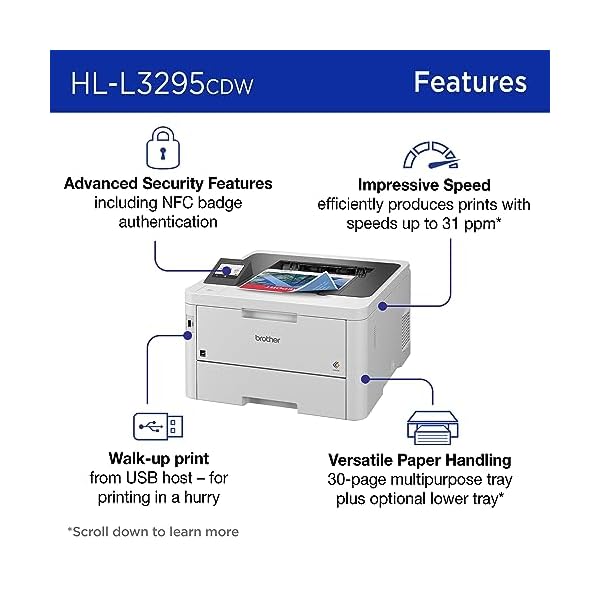 Brother HL-L3295CDW Wireless Compact Digital Color Printer with Laser Quality Output,Duplex,NFC,Mobile & Ethernet Includes 4 Month Refresh Subscription Trial,Amazon Dash Replenishment Ready,HLL3295CDW - Image 4