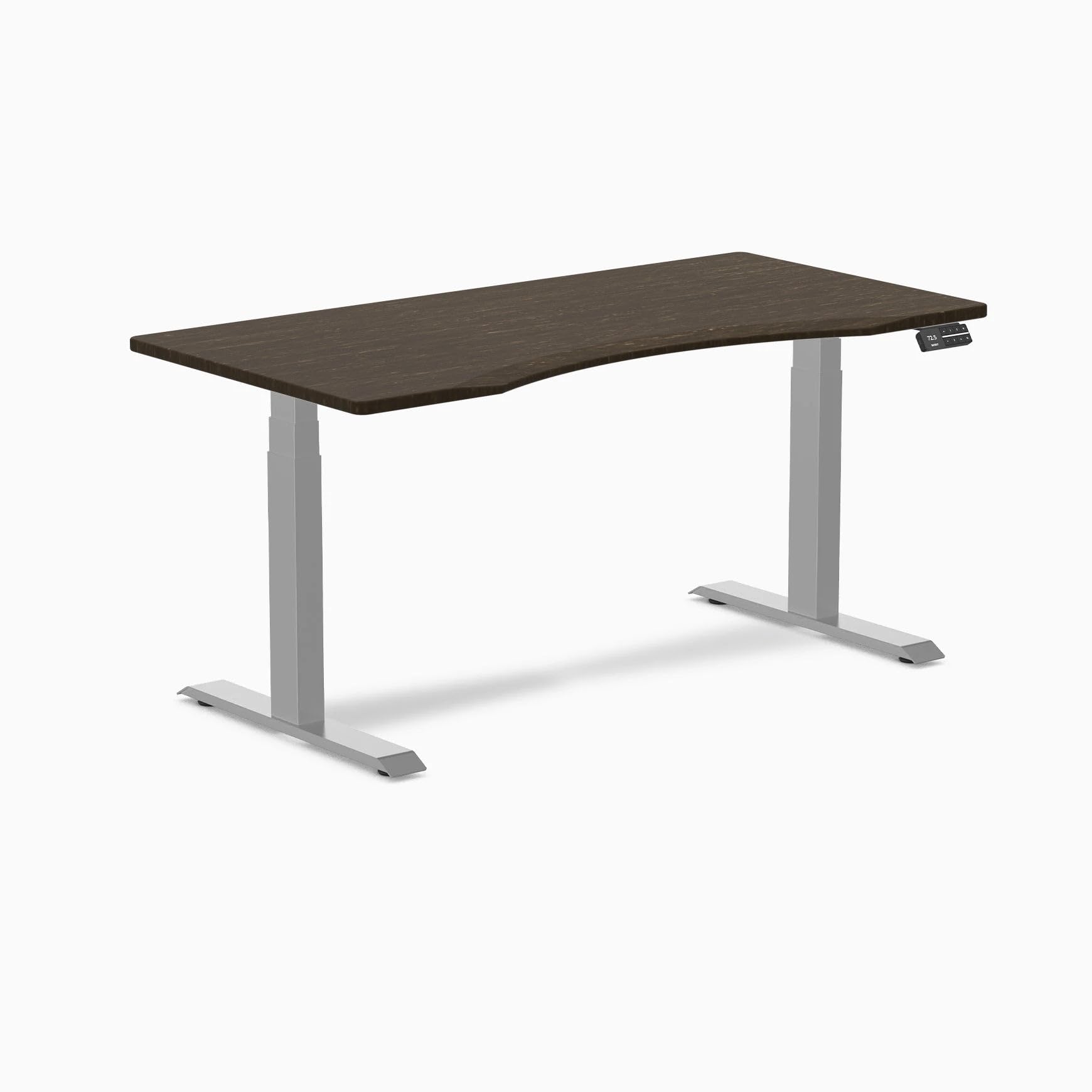 Desky Dual Ergo Edge Sit Stand Desk - Dark Bamboo / Grey - 1200x750mm - AfterPay & zipPay Available