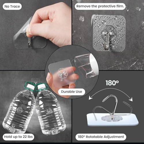 Image of CERLINK Premium Nail Wall Hooks Flower Hooks for Wall Without Drilling, Self Adhesive Hooks for Wall Heavy Duty Strong Nail Free Pack 10