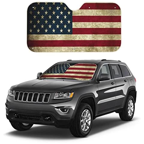 American Flag Car Windshield Sun Shade, Foldable Car Front Window Sunshade Blocks UV Rays for Van Trucks SUV Car Interior Accessiores,Keep Your Vehicle Cool Cover