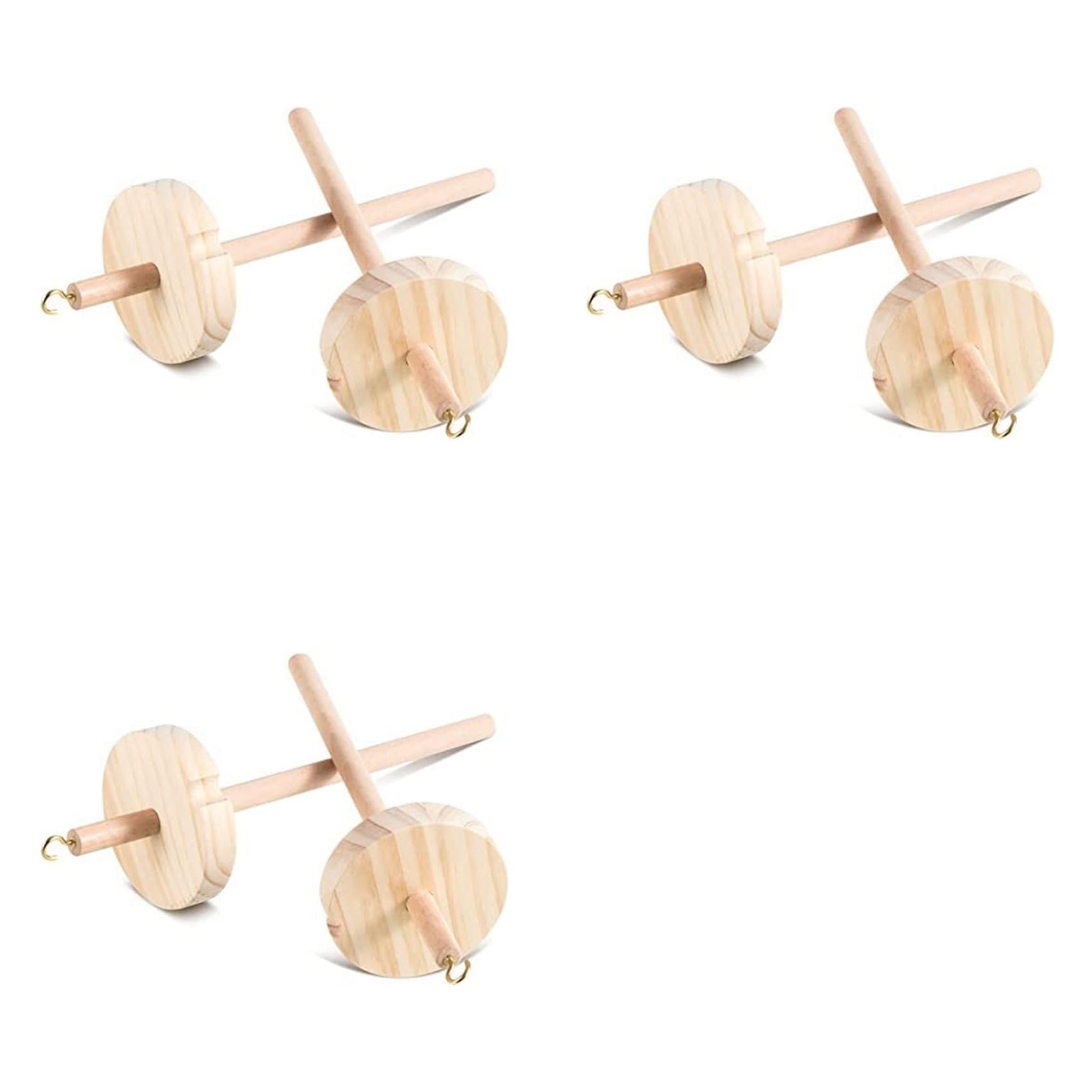 Vjsujehgy 6Pc DIY Drop Spindle Top Whorl Yarn Spinner Hand Wooden Wheel for Yarn Making Yarn Spindle for Beginners Sewing