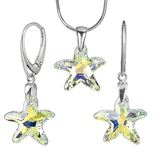 Preisvergleich Produktbild SILVEGO Schmuck-Set aus 925 Sterling Silber mit Swarovski® Crystals Stern