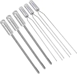 Kit 6 Espetos - 3 Duplo Inox e 3 Espada Inox com cabo em Aluminio p/Churrasco.