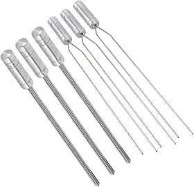 Kit 6 Espetos - 3 Duplo Inox e 3 Espada Inox com cabo em Aluminio p/Churrasco.
