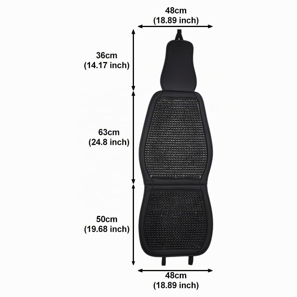 Blueshyhall Housse de Siège Auto avec Massage, 1 Pièce Couvre Sièges Cool Respirantes, Coussin de Siège en Perles Bois Avant de Voiture, Coussin de Massage Universel pour Voiture, Bureau (Noir)